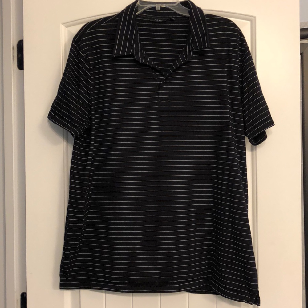 Apt 9‎ Polo Shirt Men’s XL Black Tan Stripes Short Sleeve